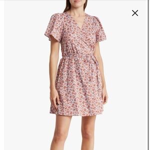 Madewell Fiore Floral Short Sleeve Cotton Wrap Dress